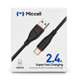 Kabel USB-A – USB-C Miccell VQ-D06, 2,4 A, 1 m, černý - ✔️ cena, recenze | Mikrovahy.cz